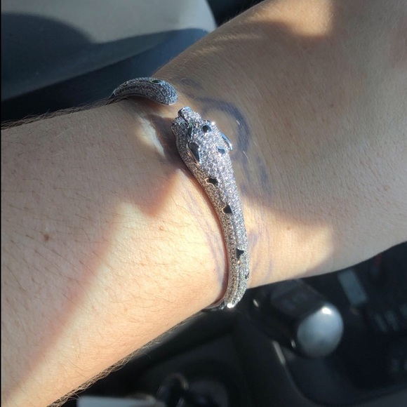 Panther Cuff Bangle Bracelet Cubic Zirconia - Picture 8 of 8